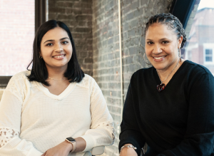 MPH student Juhi Barot and Craft and Community Vitality Awardee Elizabeth Ivey. Photo Courtesy of Cori Anderson.